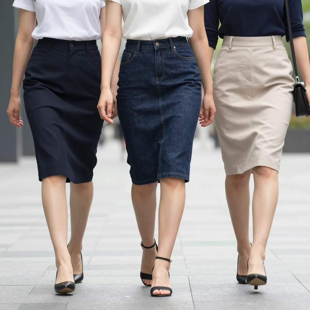 Women in casual skirts walking in the city