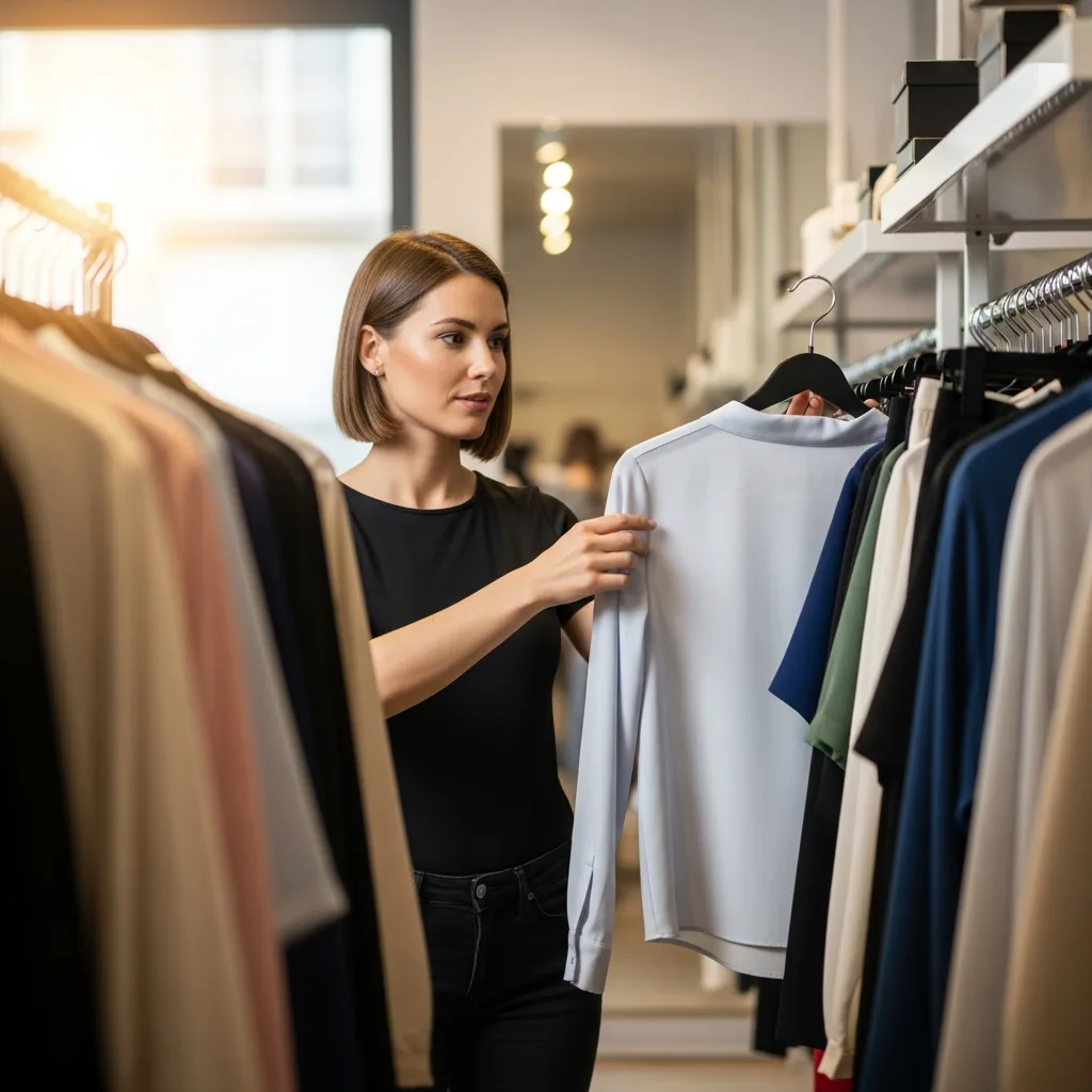 Woman choosing a shomiz in a boutique